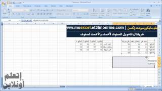 طريقتان لتحويل الصفوف لأعمدة والأعمدة لصفوف Excel Training