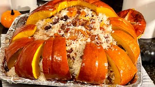 Ghapama Armenian Traditional Dish/Stuffed Pumpkin with rice, nuts & dried fruits