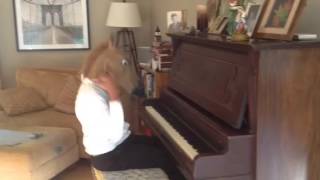 Horse plays piano