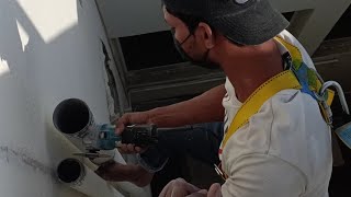 Plumbing work || hanking safety belt working start  3 /4 inch PVC pipe  correcting