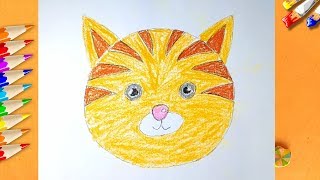 How to draw a cat face easy