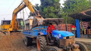 Mini Cat Excavator Loading Sand With Sonalika Tractor | Caterpillar Excavators | Tractor Video