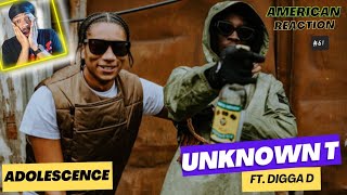 American Reacts to  Unknown T - Adolescence ft. Digga D #unknownt #diggad #music