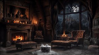 Cozy Fireplace Sounds | Halloween Ambience For Relaxing & Sleep & Focus