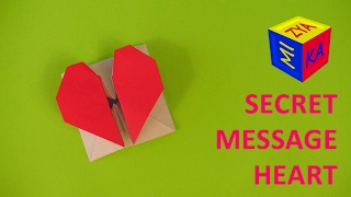 Valentines DIY ideas: an origami heart secret message. Video tutorial with folding instructions