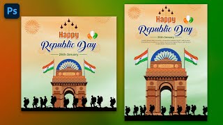 26 January Republic Day Poster Design in Adobe Photoshop | Republic Day Post Design Tutorial