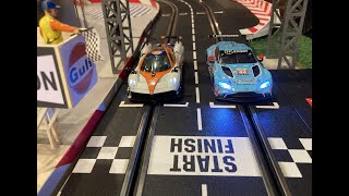 Digital 132 Race: Scalextric Gulf Pagani Huayra vs. Carrera Aston Martin GT3 #33!