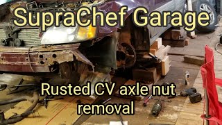 Removing a seized CV axle nut