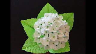 Hydrangea flower with crepe paper/ DIY Lovely White Hydrangea