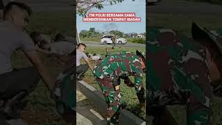 SINERGITAS TNI-POLRI ‼️ LAKSANAKAN KARYA BAKTI PEMBERSIHAN TEMPAT IBADAH #kodim1511 #Tni #karyabakti