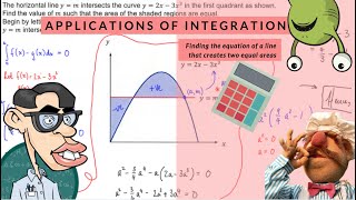 Applications of Integration: Finding the Equation of a Line Which Creates Two Equal Areas