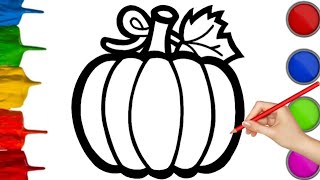 Drawing and Coloring Halloween Pumpkins | Step by Step for Kids