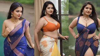 Beautiful Saree 4k ai art lookbook ✅ Saree Sundari Video | Plus Size Indian Lookbook Model  Prat 17