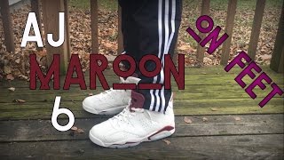 Air Jordan "Maroon" 6 Retro On Feet + Detailed look