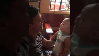 Cuteness overload, dad meets his four-month old baby for the first time​.