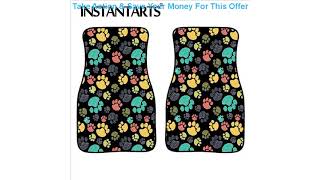 Review INSTANTARTS Colorful Paw Printing Kids Floor Mats for Cars 2 pcs/Set Fashion Front Seat Carp