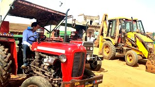 Jcb 3DX Xpert Backhoe Machine Loading Mud Into Massey 1035&241 Tractor with Trolley | Jcb Tractor