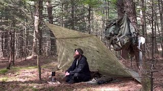 Solo Overnight in the Adirondacks Tarp Shelter, ALICE, Campfire Cooking chili