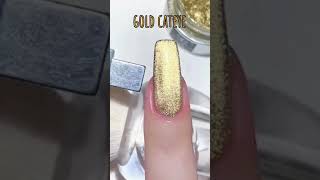 Gorgeous Gold Cateye Nails Easy #nailart #gelnails  #fyp