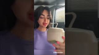 سنابات عائلة ميرو /أميرة تجرب عصير جوز الهند🍹