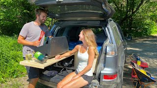 Camping In My SUV For The First Time W/GF | Cooking Fancy "Hamburger Helper"