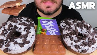 ASMR MILKA & OREO CHOCOLATE DESSERT MUKBANG | CHOCOLATE CANDY BAR & DONUTS (EATING SOUNDS)