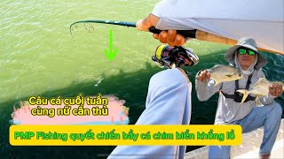 Câu cá biển cuối tuần cùng nữ cần thủ trên cầu NewPass. Giật cá chim biển liên tục.|Florida fishing.