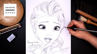 Drawing Sketch Olaf's Frozen Adventure - Elsa [Drawing Hands]