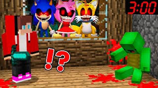 What Happened To Mikey At 3 am at Night ? SONIC , AMY ROSE , Tails EXE Pranks In Minecraft - Maizen