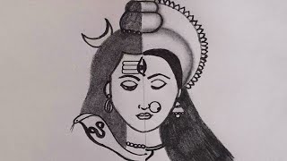 How to draw a Lord Shiva and Parvati | Half face drawing - 15 @TamilNewArt