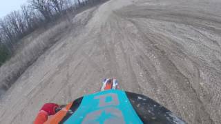 Riding dirtbike in gravel pits