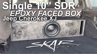 Slot ported epoxy marble single 10” Skar Audio SDR Jeep Cherokee