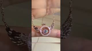 Angel's Wing Heartbeat Lock, Rose Gold Necklace#necklace #fashion #shorts