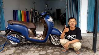 MODIFIKASI HONDA SCOOPY SIMPEL. DASBOR CARBON DAN BODY BIRU DOF