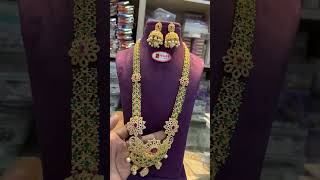 cz gold polish long haaram Rs.3500 /whatsapp6382473330/manufacturers price/#trending