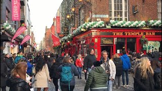 Festive Dublin City the day before St. Patricks day 2022