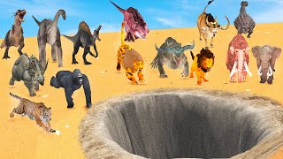 Animals VS Dinosaurs - Jump Over Hole | Animal Pro Battle Simulator