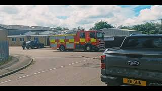 KX72 CHG - Stanground Fire Station's 2 year old appliance seen in Whittlesey at a fire call.