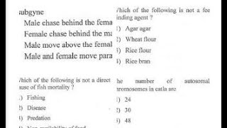 Solved MCQs related to FISHERIES & AQUACULTURE Part 1