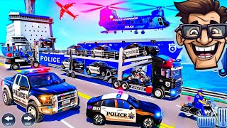 US Police Car Transporter  Driving game . cars transport game in us .mr car game.#mrgamebazar