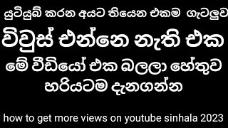 විවුස් එන්නෙම නැද්ද|how to get more veiws on youtube| hack views|sinhala| 2023|sri lanka