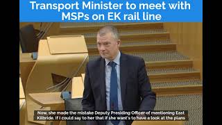 Transport Minister to meet with MSPs on EK rail line