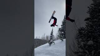 Old backflip in the pow❄️ #ski #skiing #snow #powder #backflip