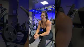 Vladislava Galagan - hard training at the gym with headphones on listening to music