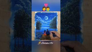 Let's Imagine, Couple  in Moonlight / Acrylic painting techniques #painting #shorts #youtubeshorts