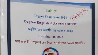 Degree 3rd Year English Suggestion 2024