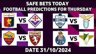 FOOTBALL PREDICTIONS TODAY 31/10/2024|SOCCER PREDICTIONS BETTING TIPS,#betting@sports betting tips