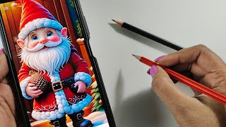 How to draw outline of Santa Claus, Christmas drawing, Easy drawing step by step🎄🎅