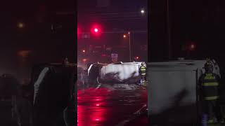 Overturned Ambulance tonight in Freehold, New Jersey.