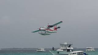 Sea Plane take off in storm - near miss crash Pilot takes off into wind this time!